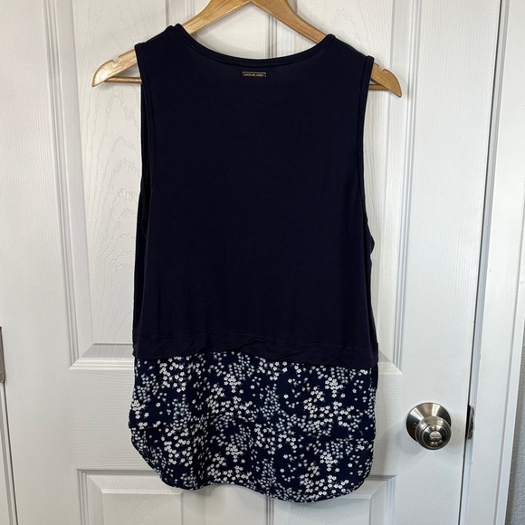 2 for 1 Bundle Michael Kors M Navy Floral Flutter Tank/NWT Ultra Pink Teal Tank - Picture 5 of 14